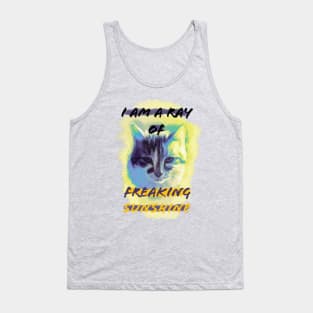 I Am a Ray of Freaking Sunshine blue Cat with Background Tank Top